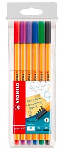 CIENKOPISY STABILO POINT 88 KOMPLET 6 KOLORÓW ETUI