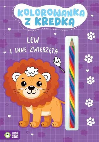 KOLOROWANKA Z KREDKĄ. LEW I INNE ZWIERZĘTA