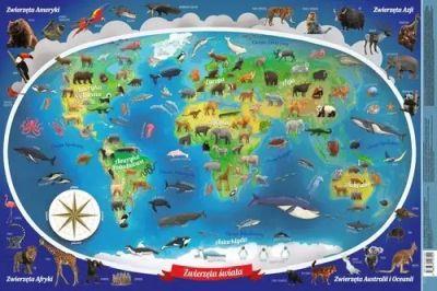 PODKŁADKA MAPA ŚWIATA ZWIERZĄTKA. MAPPUZZLE JUNIOR