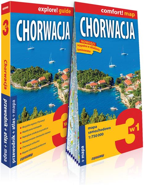 CHORWACJA 3W1. PRZEWODNIK + ATLAS + MAPA, 1:750 00