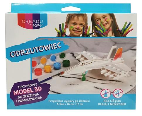 Tekturowy model 3D, Odrzutowiec, Creadu Kids