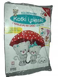 KOLOROWANKI KOTKI I PIESKI + NAKLEJKI NA OKNO