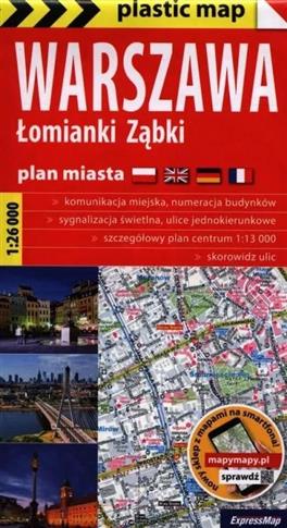 Warszawa, Łomianki, Ząbki; foliowany plan miasta 1