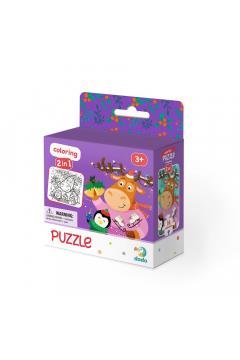 Puzzle 16 el. Renifer i pingwin z kolorowanką Dodo