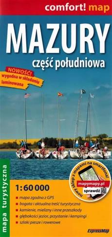 MAZURY. CZĘŚĆ POŁUDNIOWA; LAMINOWANA MAPA TURYST.