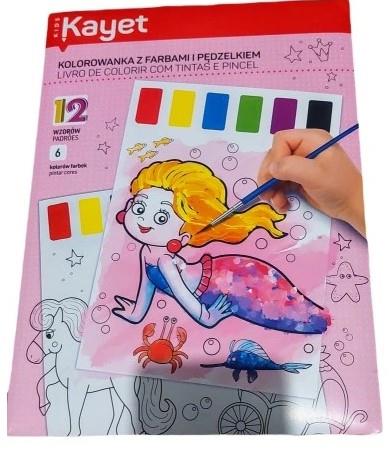 Kayet kolorowanka farbami i pędzlem 12 wzorów