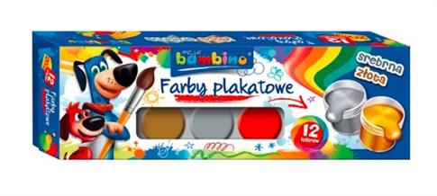 Farby plakatowe, 12 kolorów, Bambino