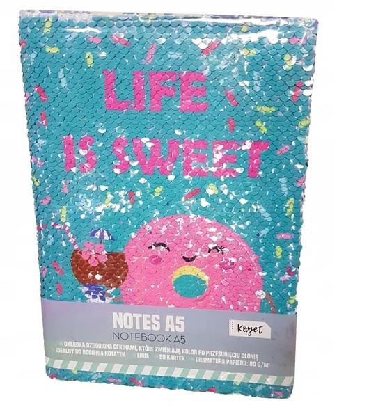 KAYET NOTES A5 LIFE IS SWEET CEKINY 80 KARTEK