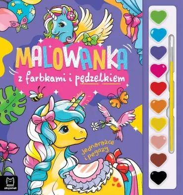 MALOWANKA Z FARBKAMI I PĘDZELKIEM. JEDNOROŻCE I PE