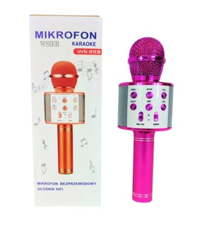 MIKROFON KARAOKE Z GŁOŚNIKIEM RÓŻOWY
