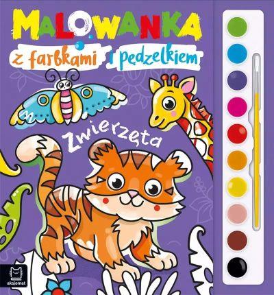 MALOWANKA Z FARBKAMI I PĘDZELKIEM. ZWIERZĘTA
