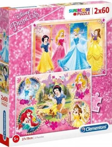 Clementoni, puzzle, Disney, Księżniczki, 2x60 el.
