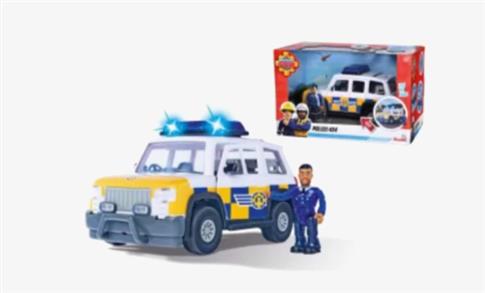 STRAŻAK SAM JEEP POLICYJNY + FIGURKA MALCOLMA