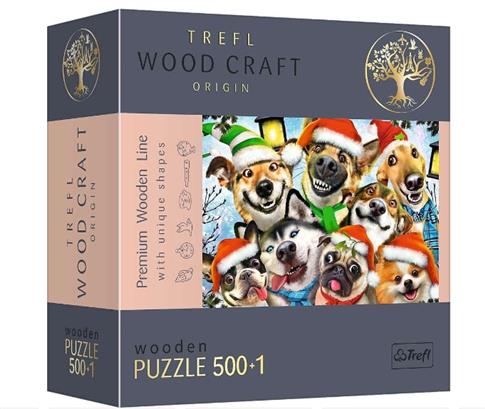 Trefl, Puzzle Wood Craft Świąteczne pieski, 501 el