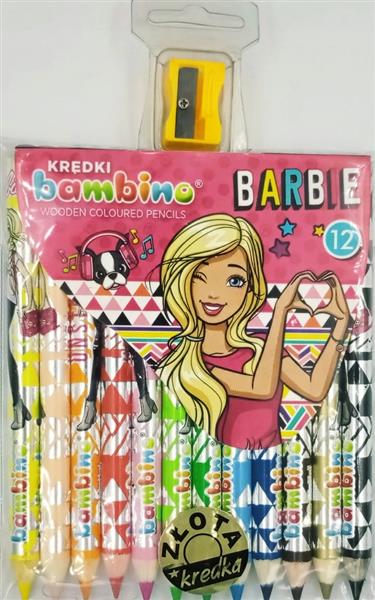 KREDKI BAMBINO BARBIE 12SZTUK + TEMPERÓWKA