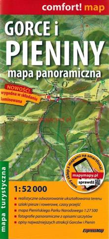 Gorce i Pieniny. Mapa panoramiczna; laminowana