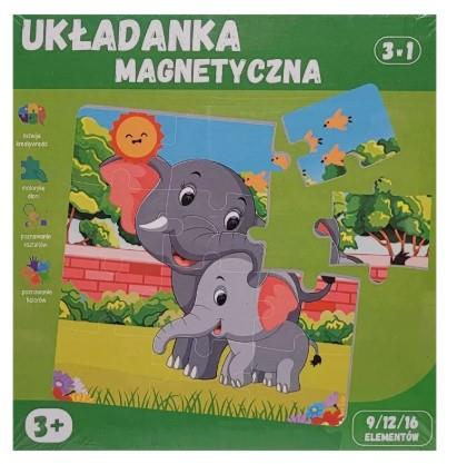 UKŁADANKA MAGNETYCZNA ZWIERZĘTA SAFARI 3W1 4+