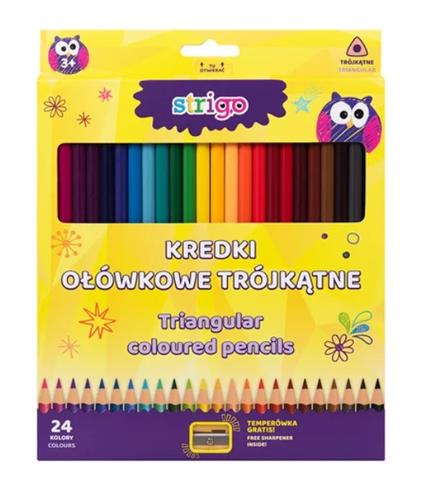 KREDKI OŁÓWKOWE TRÓJKĄTNE DREWNO LIPOWE DLA DZIECI