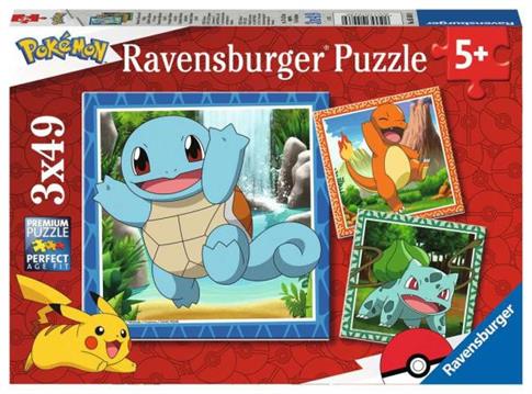 Ravensburger, puzzle, Pokemony, 3x49 el.