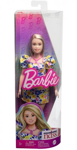 Barbie Fashionistas, lalka w niebiesko-żółte kwiat