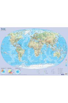 MAPA FIZYCZNA ŚWIATA - PLANSZA EDUKACYJNA NA ŚCIAN