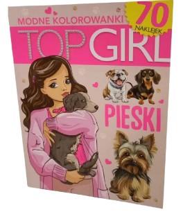 TOP GIRL. PIESKI. MODNE KOLOROWANKI Z NAKLEJKAMI