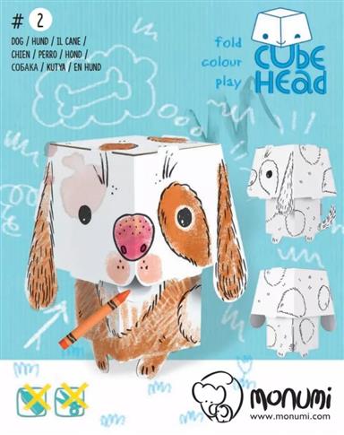Pies Cube head. Złóż i pokoloruj