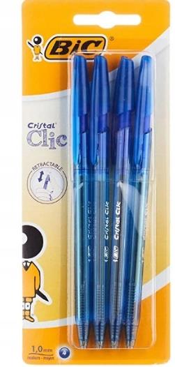 Długopisy BIC 4szt 1mm Cristal Clic