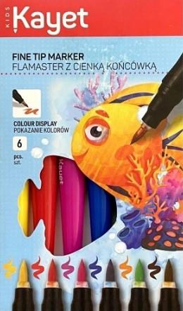 KAYET FLAMASTRY MAZAKI Z CIENKĄ KOŃCÓWKĄ 6 SZTUK