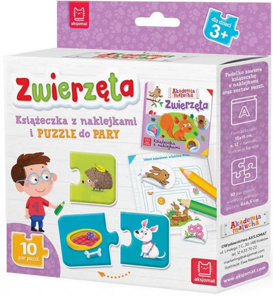 ZWIERZĘTA. KSIĄŻECZKA + PUZZLE DO PARY