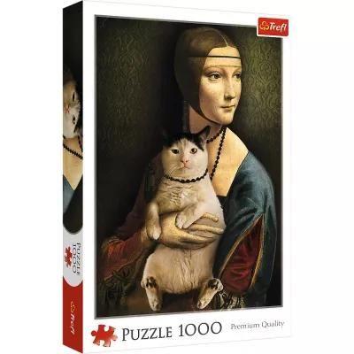 Trefl, puzzle, Dama z kotem , 1000 el.