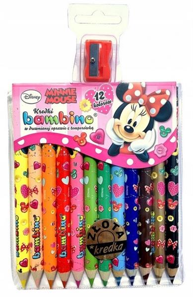 MINNIE MOUSE KREDKI BAMBINO + TEMPERÓWKA 12SZT