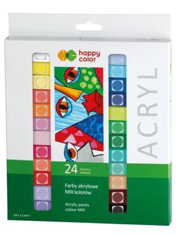 Happy Color, Zestaw farb akrylowych, 24 kolory