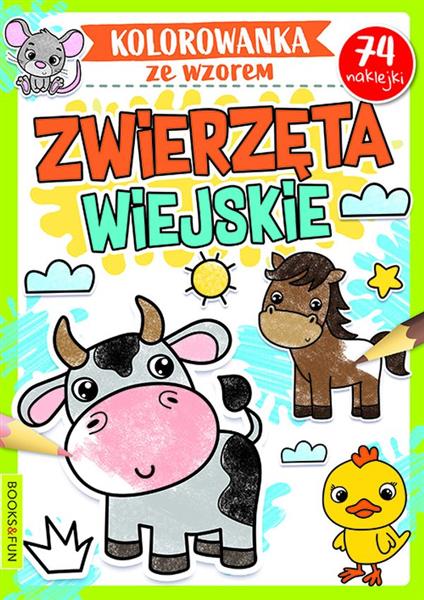 ZWIERZĘTA WIEJSKIE. KOLOROWANKA ZE WZOREM