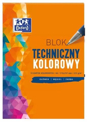 BLOK TECHNICZNY OXFORD A4 10K 225G KOLOR