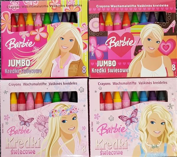 KREDKI ŚWIECOWE JUMBO BARBIE 8SZT MIX