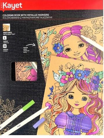 Kolorowanka artystyczna 30 szt. + markery metalicz