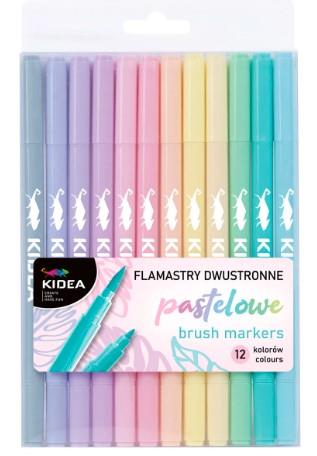 Kidea, Flamastry dwustronne pastelowe brush 12 kol