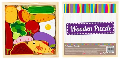 UKŁADANKA DREWNIANA 12 ELEMENTÓW WARZYWA