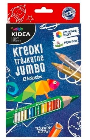 Kidea, Kredki trójkątne, grube, 12 kolorów