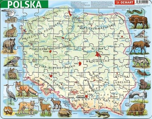 PUZZLE RAMKOWE 72 ELEMENTY. MAPA FIZYCZNA POLSKI