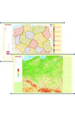 POLSKA MAPA ŚCIENNA DWUSTRONNA FIZYCZNO-ADMINISTRA