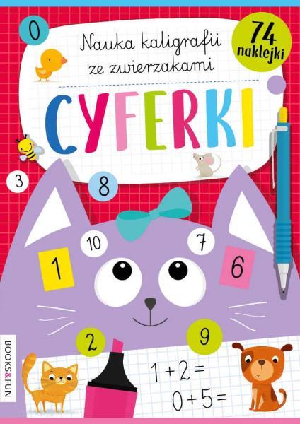 KSIĄŻKA CYFERKI NAUKA KALIGRAFII Z PIESKAMI I KOT.