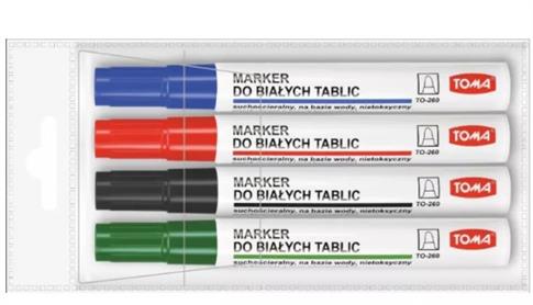 TOMA MARKER DO BIAŁYCH TABLIC + ŚCIERACZ 4 SZT.