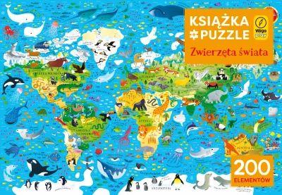 Puzzle 200 elementów. Zwierzęta świata + książka