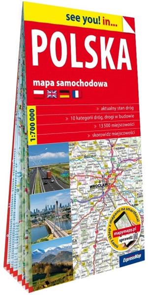 POLSKA; PAPIEROWA MAPA SAMOCHODOWA 1:700 000