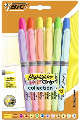 Bic Zakreślacz Highlighter Grip Pastel 12 szt.