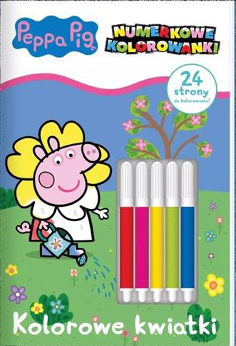 PEPPA PIG. NUMERKOWE KOLOROWANKI. KOLOROWE KWIATKI