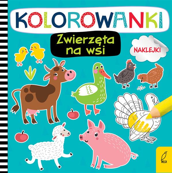 KOLOROWANKI Z NAKLEJKAMI. ZWIERZĘTA NA WSI