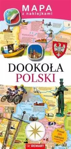 MAPA Z NAKLEJKAMI  DOOKOŁA POLSKI